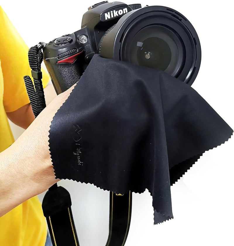 Bilymate 10-Pack Multi-PurposeMicrofiber Cleaning Cloth Set - Ultra Soft Lens, Eyeglass, Screen, TV, Jewelry & Window Cleaner - 1 Large Black + 9 Grey - Image 3